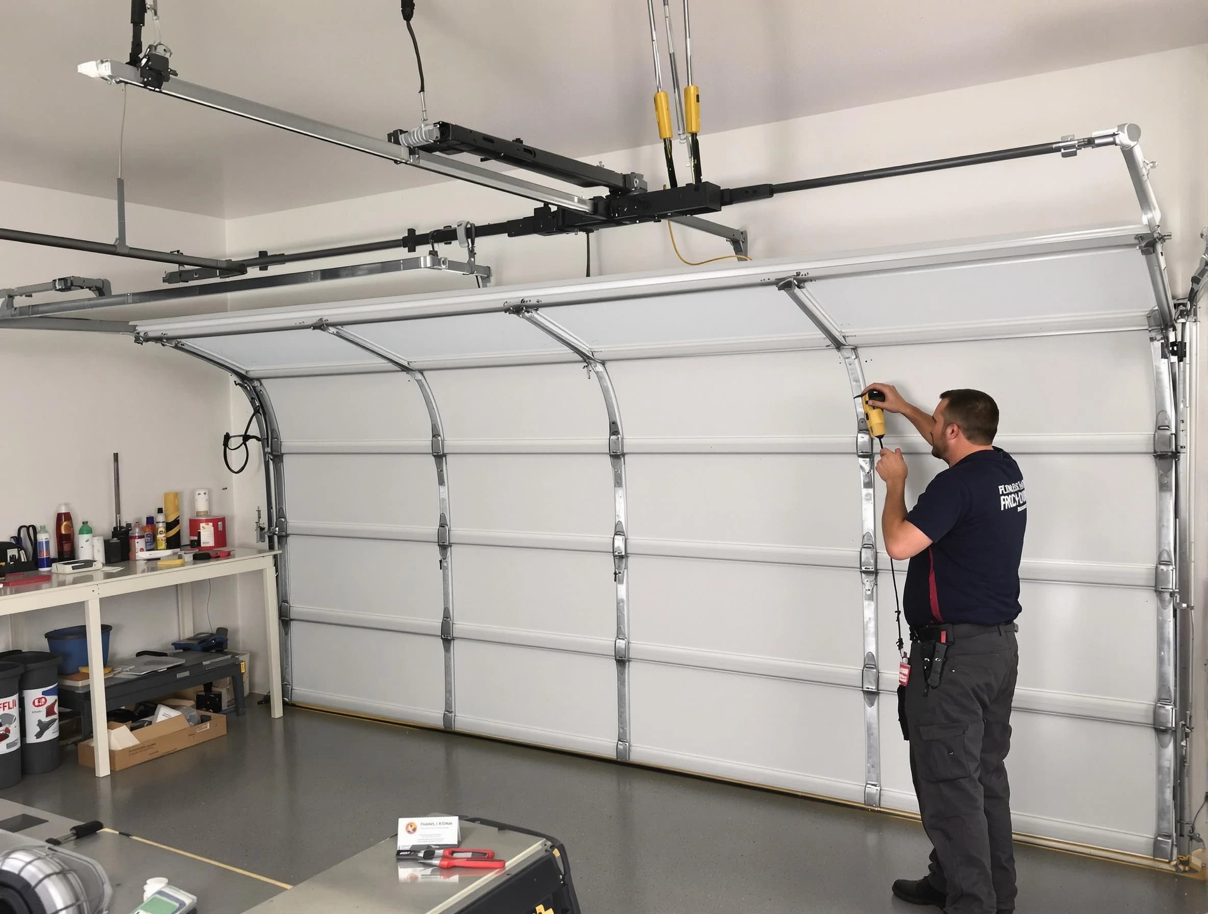 North Strabane Garage Door Repair certified technician performing overhead door system repair in North Strabane