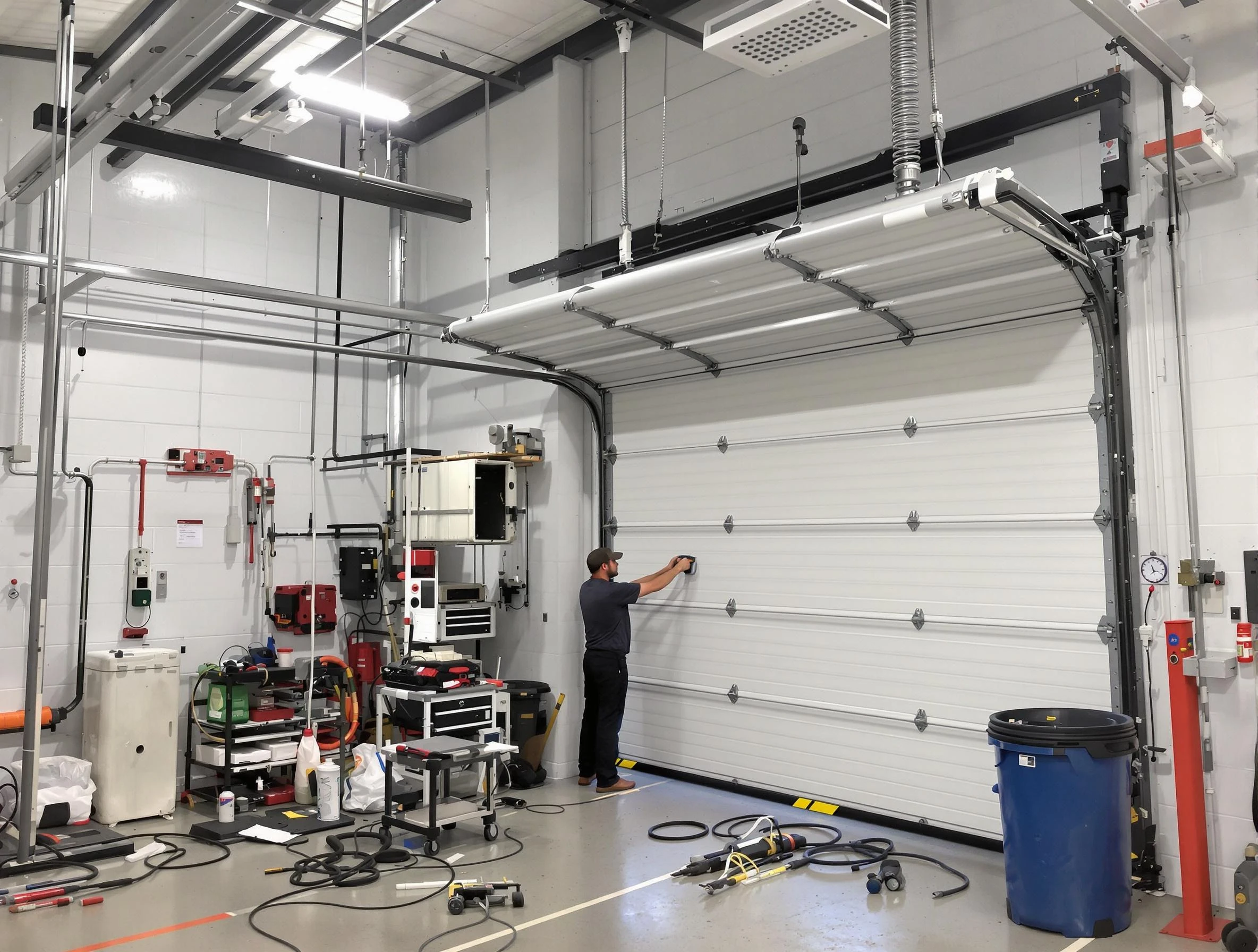 North Strabane Garage Door Repair certified technician performing commercial door repair at a North Strabane business facility
