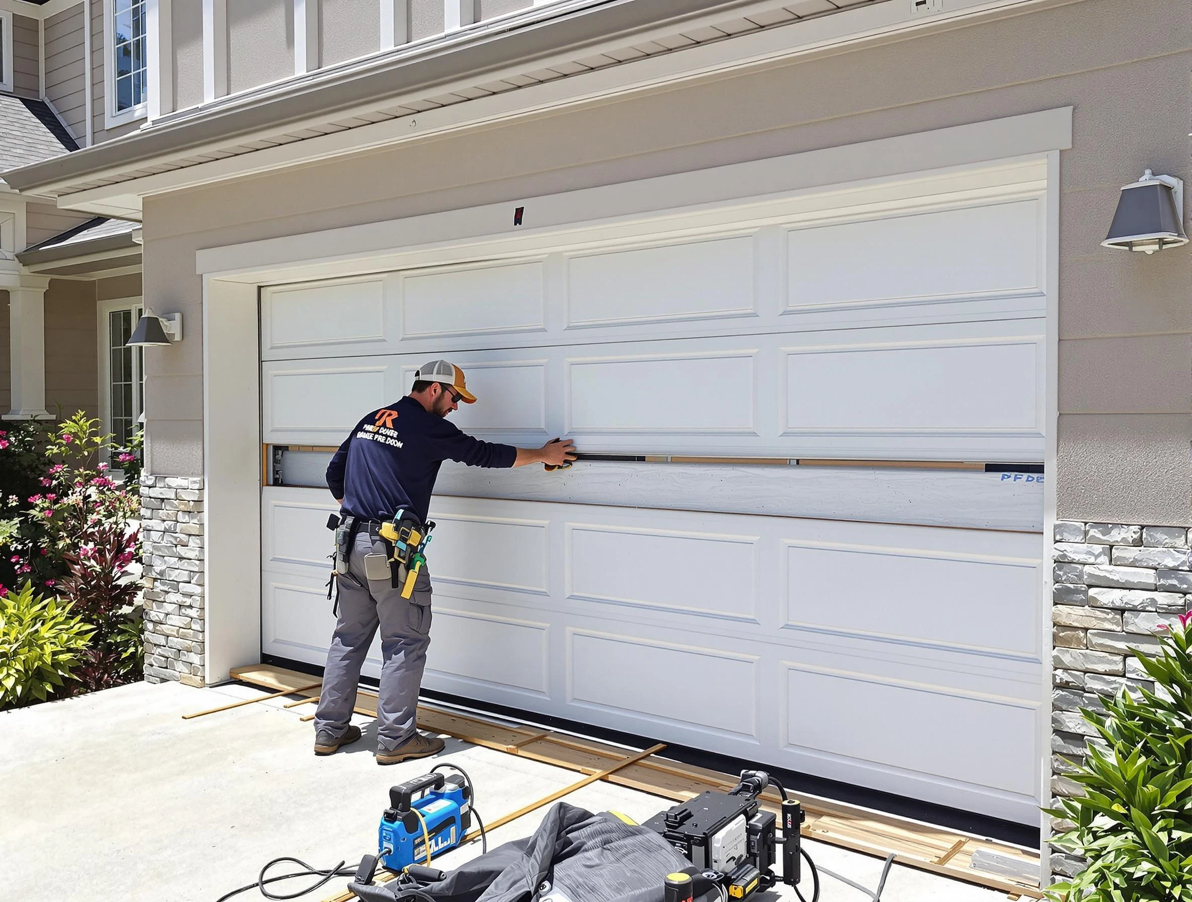 North Strabane Garage Door Repair team performing complete garage door replacement at North Strabane residence
